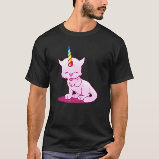 ユニコーンの角 虹 かわいい キティコーン ネココーン 雨 Tシャツ (正面)