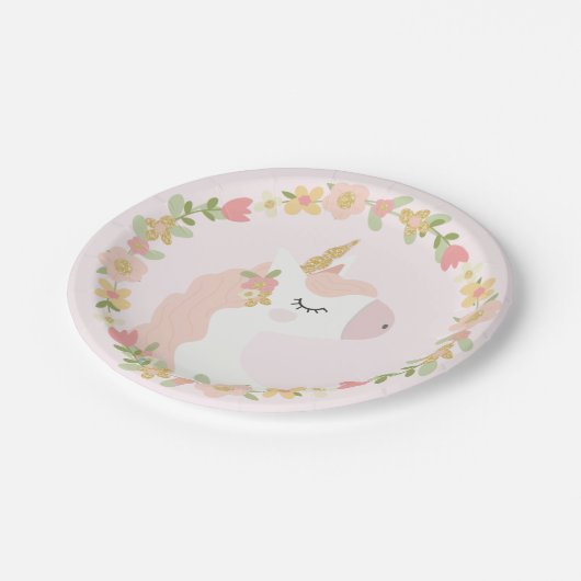 ユニコーンの誕生会の紙皿 ペーパープレート (アングル)