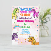 ユニコーンの誕生日おめでとう 笑顔 輝き 光り輝く 招待状 (スタンド正面)