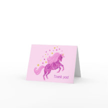 ユニコーンの誕生日のサンキューカード