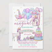 ユニコーンの誕生日のスランバー・パーティー 招待状 (正面)