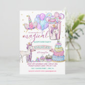 ユニコーンの誕生日のスランバー・パーティー 招待状 (スタンド正面)