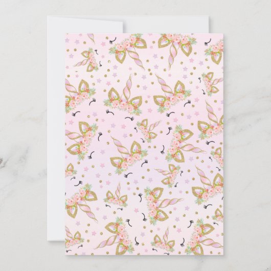 ユニコーンの誕生日のタイムカプセルのメッセージカードのゲストブック カード (裏面)