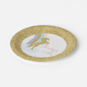 ユニコーンの誕生日のプレート、魔法の誕生会 ペーパープレート (アングル)