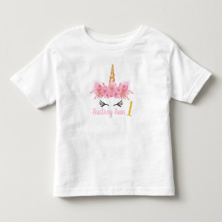 ユニコーンの誕生日のワイシャツのピンク トドラーTシャツ