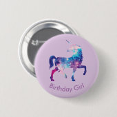 ユニコーンの誕生日の女の子のバッジ 缶バッジ (正面&裏面)