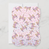 ユニコーンの誕生日の招待状のピンクの金ゴールドのユニコーン 招待状 (裏面)