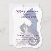 ユニコーンの誕生日の招待状の紫色の青いドラゴン 招待状 (正面)