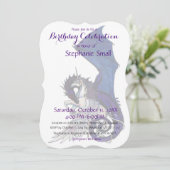 ユニコーンの誕生日の招待状の紫色の青いドラゴン 招待状 (スタンド正面)