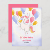 ユニコーンの誕生日の招待状。 招待状 (正面/裏面)