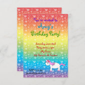 ユニコーンの誕生日の招待 招待状 (正面/裏面)
