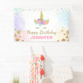 ユニコーンの誕生日の旗の魔法のピンクおよび金ゴールドの女の子 横断幕 (インサイチュ)
