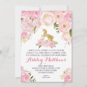 ユニコーンの誕生日の最初花の招待状、 招待状 (正面)