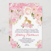 ユニコーンの誕生日の最初花の招待状、 招待状 (正面/裏面)