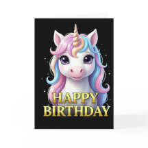 ユニコーンの誕生日カード 大胆で印象的なクローズアップ