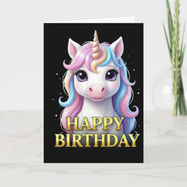 ユニコーンの誕生日カード　大胆で印象的なクローズアップ カード
