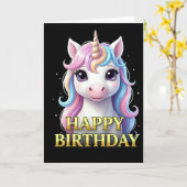 ユニコーンの誕生日カード 大胆で印象的なクローズアップ カード (黄色い花)