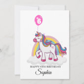 ユニコーンの誕生日カード（子供用） 招待状 (正面)