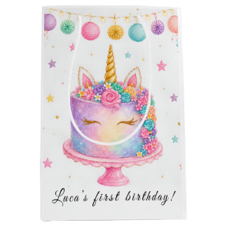 ユニコーンの誕生日ギフトバッグ ミディアムペーパーバッグ