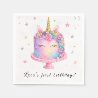 ユニコーンの誕生日ナプキン スタンダードカクテルナプキン