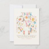 ユニコーンの誕生日パーティーに感謝 サンキューカード (正面)