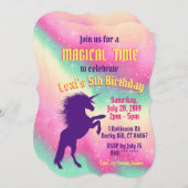 ユニコーンの誕生日パーティーの招待 招待状 (正面/裏面)