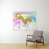 ユニコーンの誕生日パーティーバナー背景 タペストリー (インサイチュ(横))