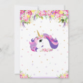 ユニコーンの誕生日パーティーフラワーフェアリーガール 招待状 (裏面)