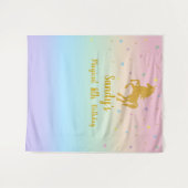 ユニコーンの誕生日パーティー写真用背景 タペストリー (正面(横))