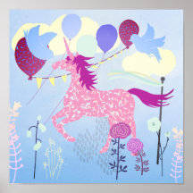 ユニコーンの誕生日パーティー印刷可能ポスター