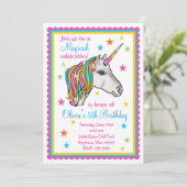 ユニコーンの誕生日パーティー招待状 招待状 (スタンド正面)