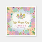 ユニコーンの誕生日パーティー用のナプキン スタンダードカクテルナプキン (正面)