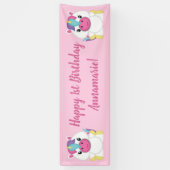 ユニコーンの誕生日パーティー ピンク 横断幕 (縦)