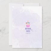 ユニコーンの誕生日パーティー、子供のための虹と雲 招待状 (裏面)