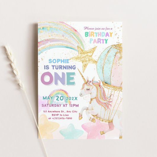 ユニコーンの誕生日パーティー 招待状