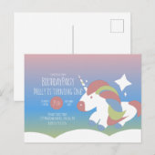 ユニコーンの誕生日パーティー 雲 カラフルなグラデーション ポストカード (正面/裏面)