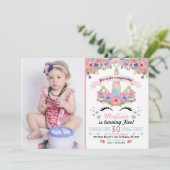 ユニコーンの誕生日写真招待状 招待状 (スタンド正面)