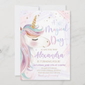 ユニコーンの誕生日招待パーティー 招待状 (正面)