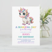 ユニコーンの誕生日招待状（カラフル） 招待状 (スタンド正面)