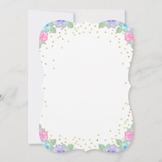 ユニコーンの誕生日招待状(ピンクと金ゴールド) 招待状 (裏面)