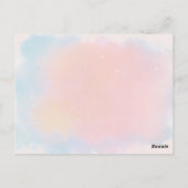 ユニコーンの誕生日招待状、ピンクの誕生日パーティー ポストカード (裏面)