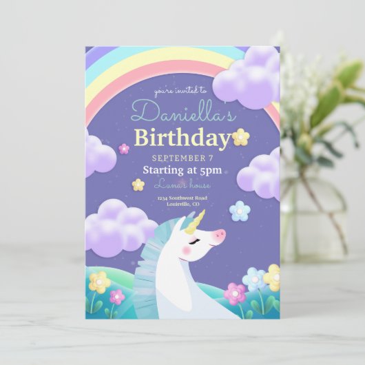 ユニコーンの誕生日招待状, ユニコーン+レインボーパーティー 招待状 (スタンド正面)