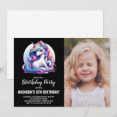 ユニコーンの誕生日招待状（写真付き） 招待状 (正面/裏面)