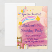 ユニコーンの誕生日招待状 招待状 (正面/裏面)