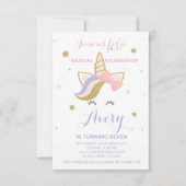 ユニコーンの誕生日招待状 招待状 (正面)