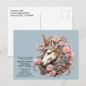 ユニコーンの誕生日招待状 招待状 ポストカード (正面/裏面)
