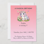 ユニコーンの誕生日招待状 魔法のパステルゴールド Ph 招待状 (正面)