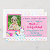 ユニコーンの誕生日招待状 5x7 フォトカード 招待状 (正面/裏面)