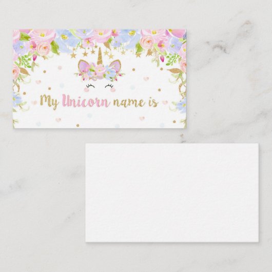 ユニコーンの誕生日私のユニコーンの名前のパーティー用のゲーム エンクロージャーカード (正面/裏面)