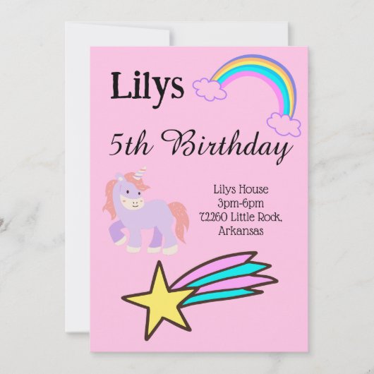 ユニコーンの誕生日 招待状 (正面)